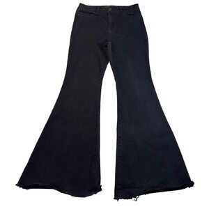 Y2K Rewash High Rise Flare Jeans Black Bell Bottom Raw Hem Women's Size 11/30